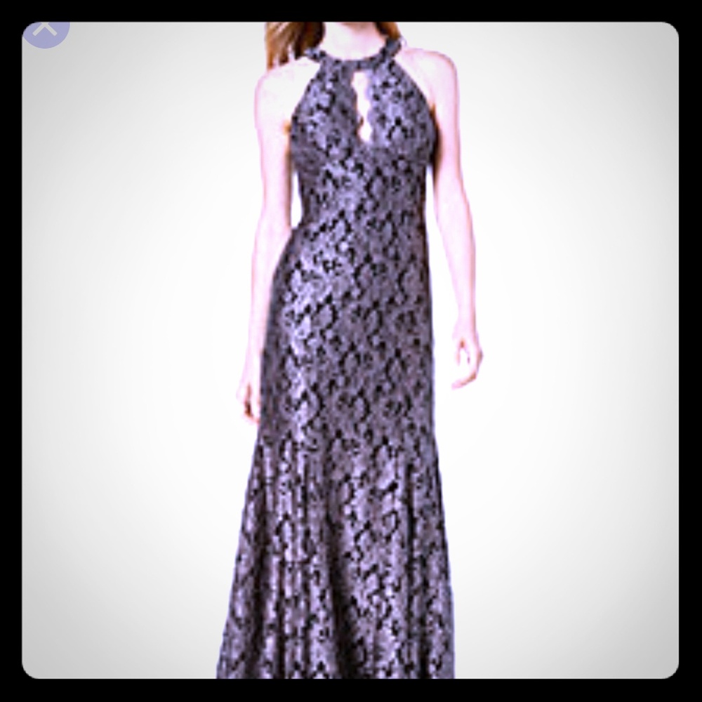 Lace Keyhole Mermaid Halter Gown